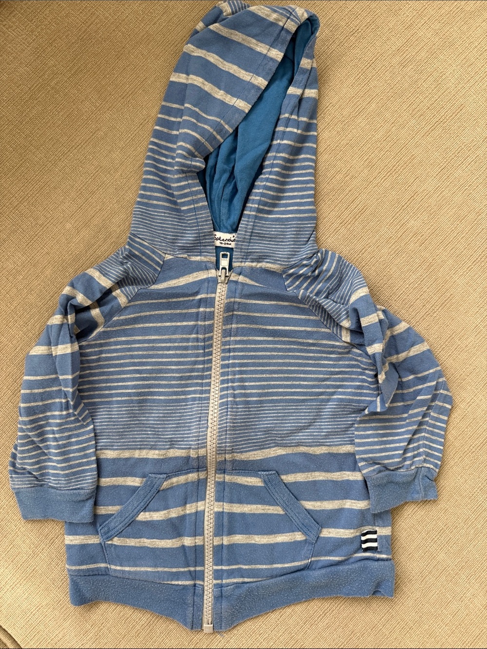 Splendid Blue and Cream Striped Hooded Zip Jacket